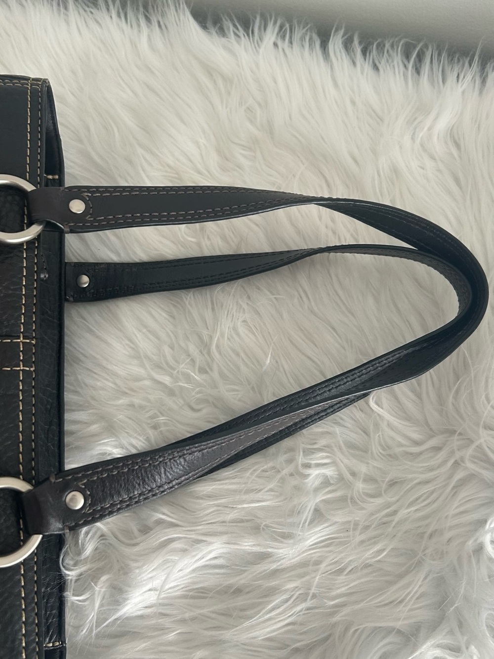 Coach Soho Black Pebbled Leather Buckle Tote Shoulder Bag Silver Hardware F12339 - Picture 11 of 13